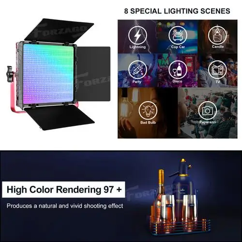 GVM 이색 3200K 5600K 사진 RGB LED 라이트 패널, 부드러운 조명, 카메라 사진 비디오 PK 800D RGB 촬영용, 50W