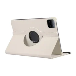 Premium 360° Rotating PU Leather Stand Tablet Cover for Xiaomi Pad7Pro 11.2 (Beige white)