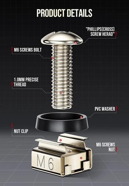 Kit Dadi A Gabbia M6 X 16mm Per Rack Server | Confezione Da 50 Pezzi - Foto 5