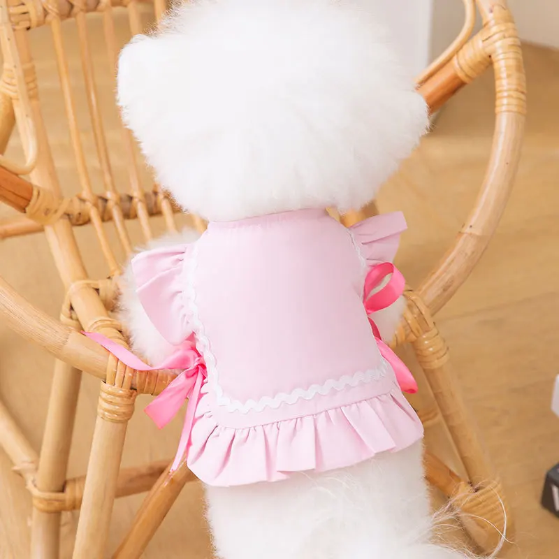 

Small Dog Vest Spring Summer Pet Fashion Bowknot Shirt Cat Sweet Designer Clothes Puppy Cute Pullover Yorkshire Poodle Chihuahua
