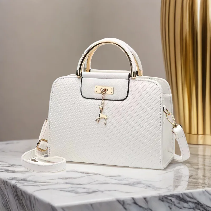 Satchel Handbag for Women Quilted Leather Crossbody Bag Top Handle Shoulder Bag Ladies Tote Purse with Zipper