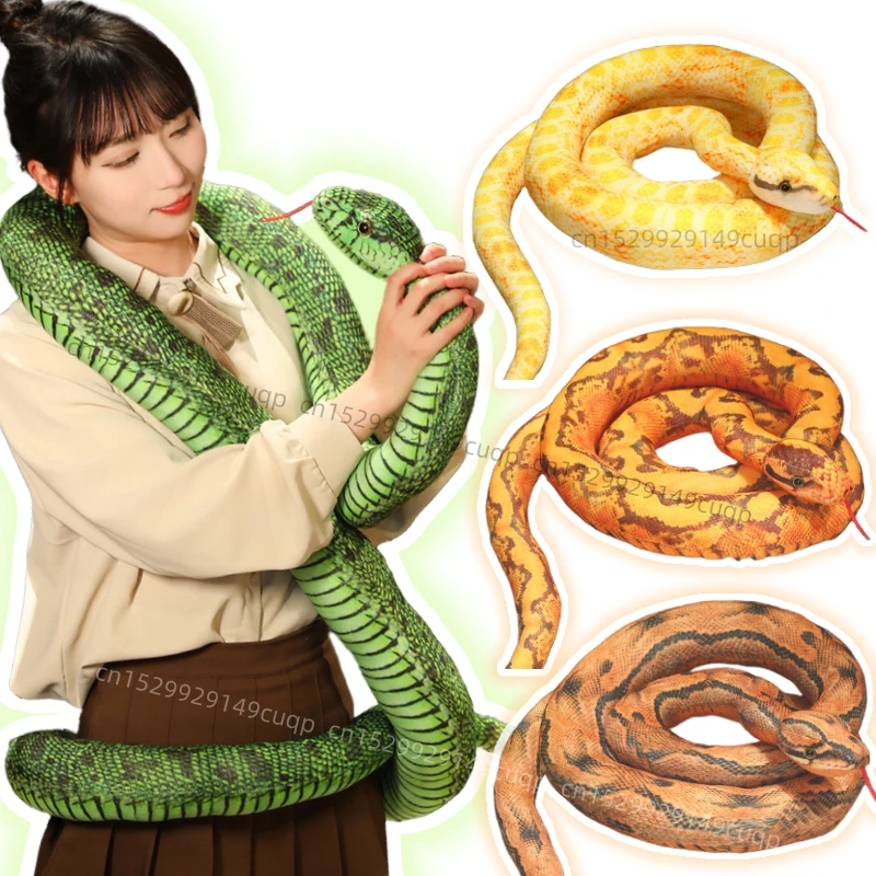 Artificial-Python-Plush-Toy-Long-Snake-Yellow-Orange-Green-Python-Plush ...