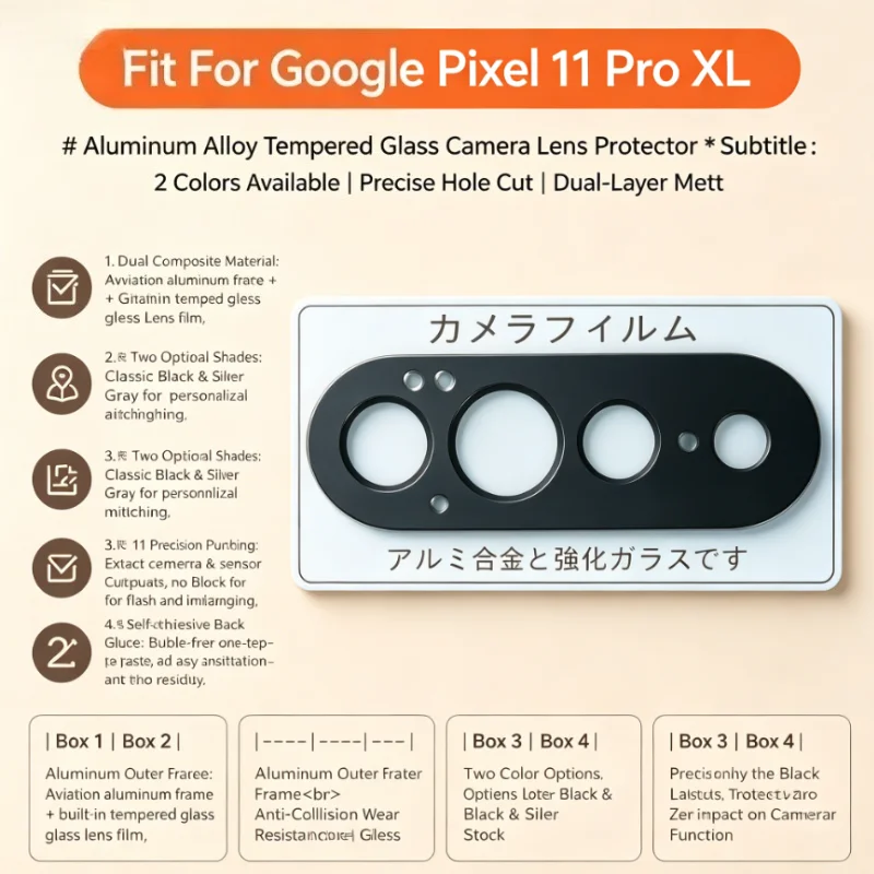 Premium Aluminum Alloy Camera Lens Ring Protector for Rear Camera - Shockproof Cover for Google Pixel 11 Pro XL
