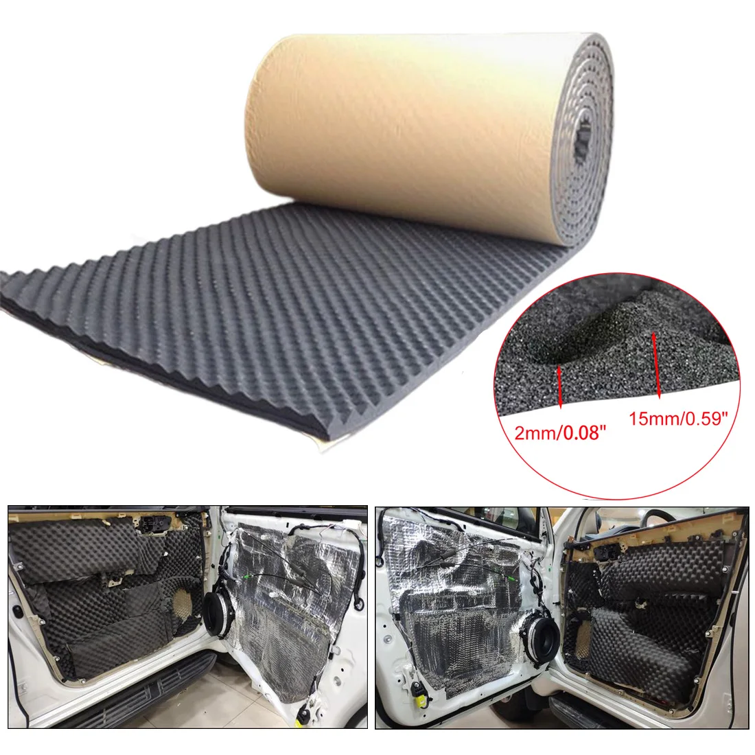 Tapis d'isolation acoustique en coton pour voiture, 100/200/300/400cm x 50,  tapis insonorisant, absorbant la chaleur