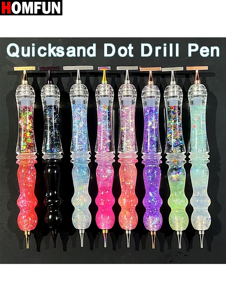 HOMFUN Glänzender Quicksand-Diamantmalstift, Farbiges Stickerei-Nadelstift-Werkzeug, Metall-Schraubgewinde-Spitzen Zubehör – Detail 2
