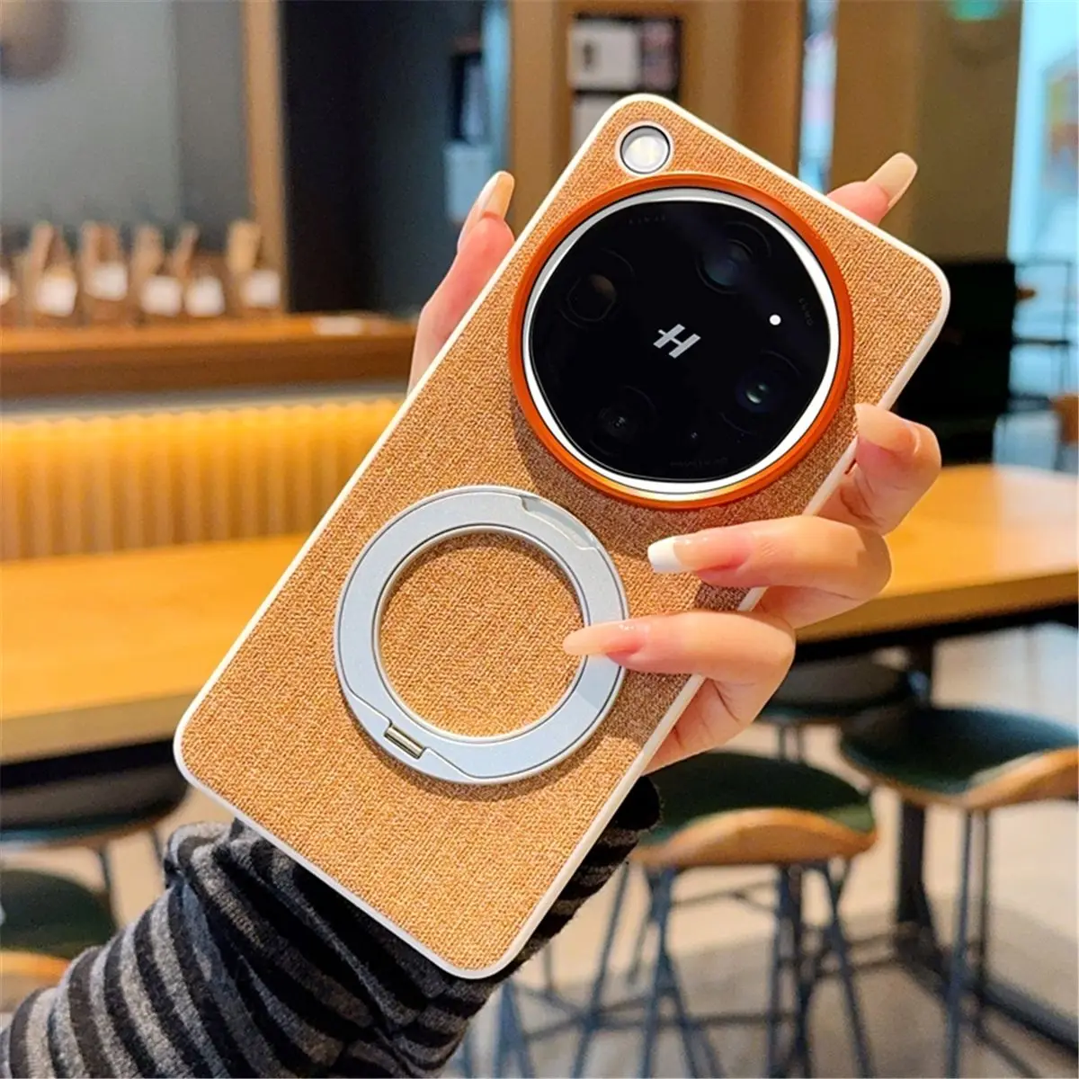 Luxurious Textile Leather Magnetic Stand Cover with 360° Rotation
