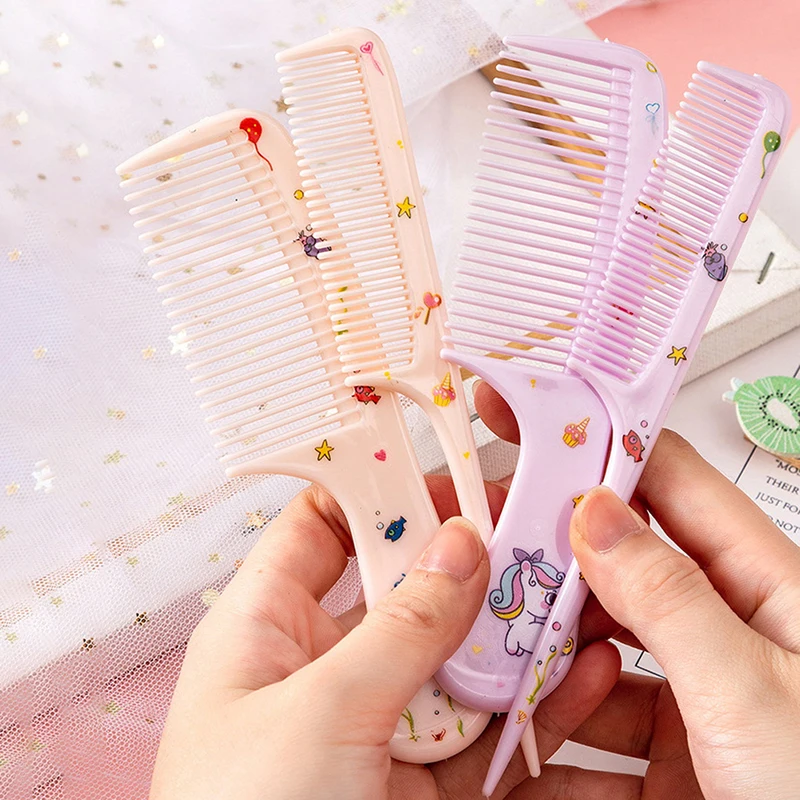 2Pcs/Set Cute Kids Hairdressing Comb Anti-static Pointed Tail Comb for Girls Whale Dinosaur Giraffe Unicorn Hair Cmb hair comb hair comb set