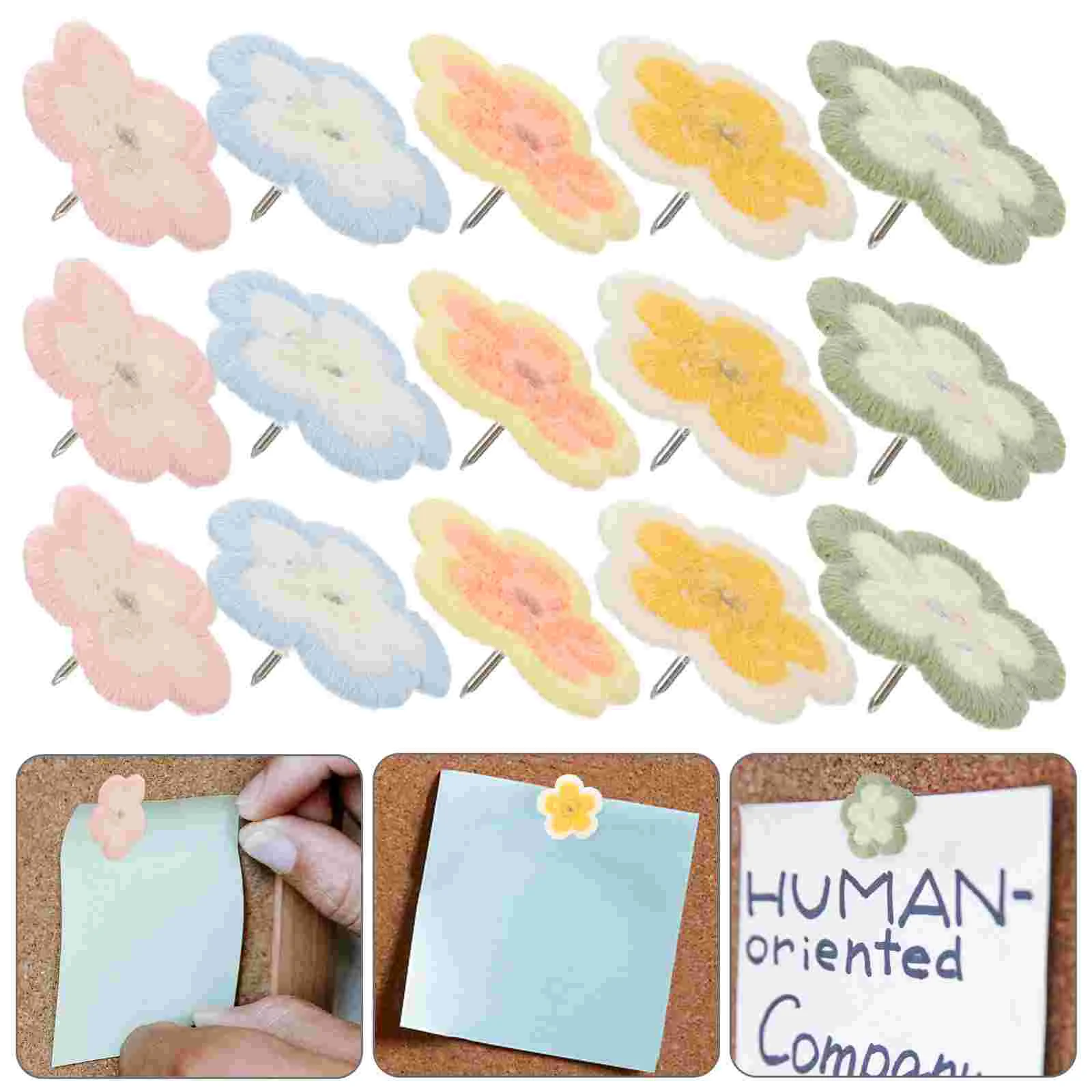 

30 Pcs Sun Flower Pin Tacks for Wall Desk Accessories Shaped Push Office Multifunction Compact Thumb Home Accessory Fabric