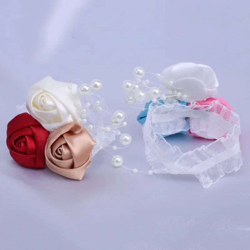 Korean Simple Best Man Pearl Sash Wedding Flowers Groomsmen Boutonnieres Bridesmaid Wristflowers Wedding Supplies XH049Z