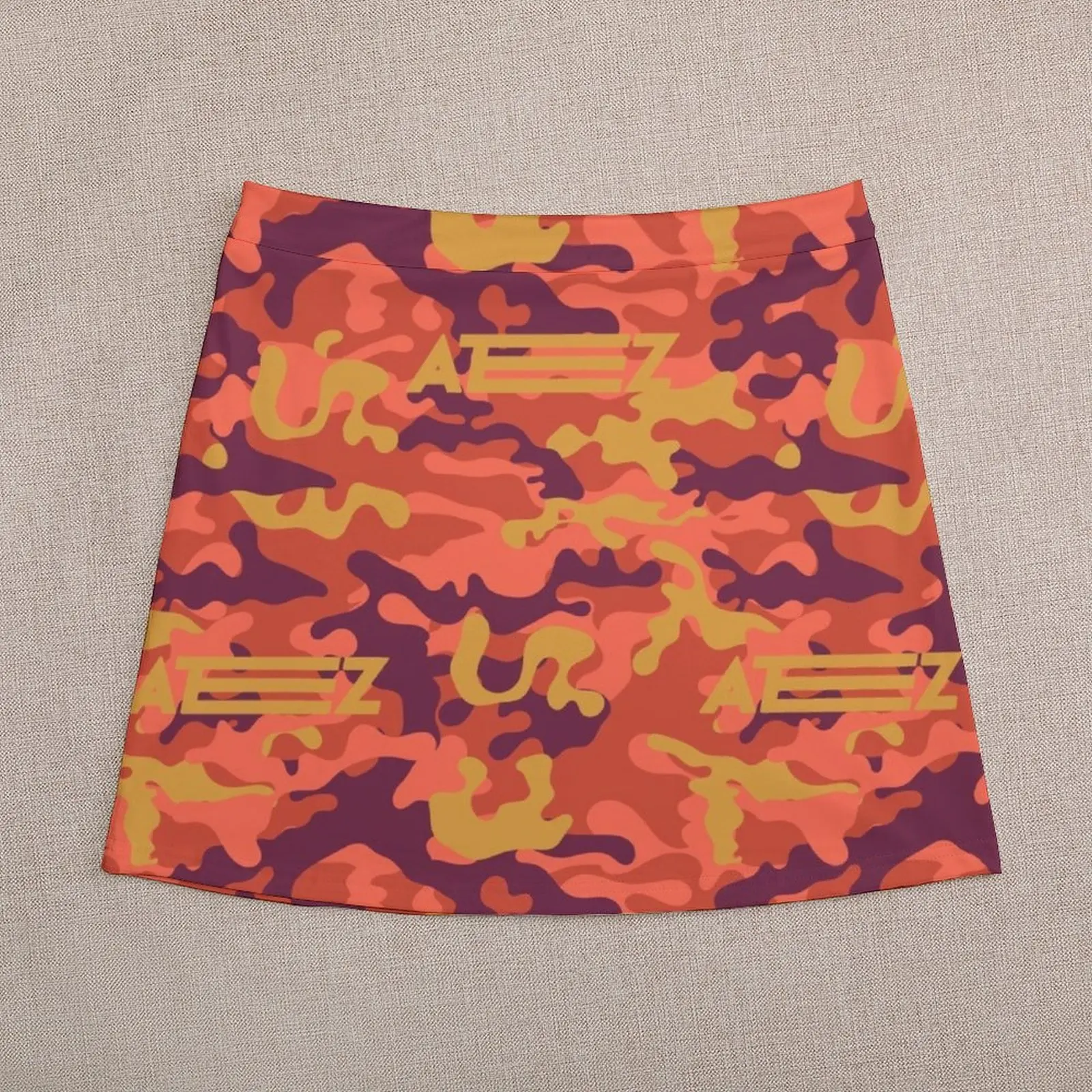ATEEZ Orange Yellow CAMO Camouflage Army Print Mini Skirt Miniskirt Skort for women elegant social women's skirts skirt skirt