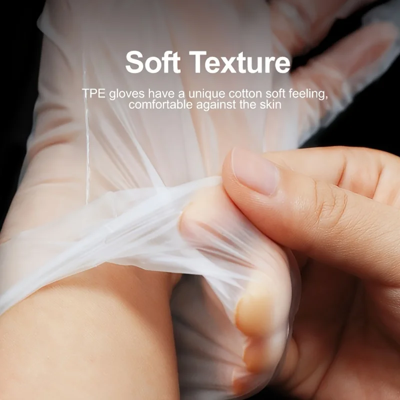 Premium TPE Disposable Gloves-Thick, Transparent & Food Grade for Kitchen, Clean, Baking & Beauty Salons-Waterproof, Latex-Free