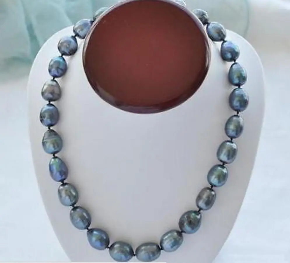 

18inch AAA 9-10MM NATURAL SOUTH SEA BAROQUE GRAY PEARL NECKLACE 14K Clasp