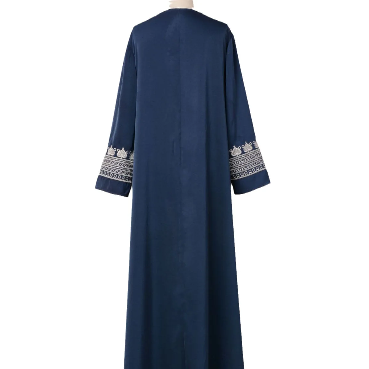 Modest Fashion Abaya Islamic Chic Solid Embroidery Notched V-Neck Full Sleeve Casual Indian Long Dresses Muslims Womens