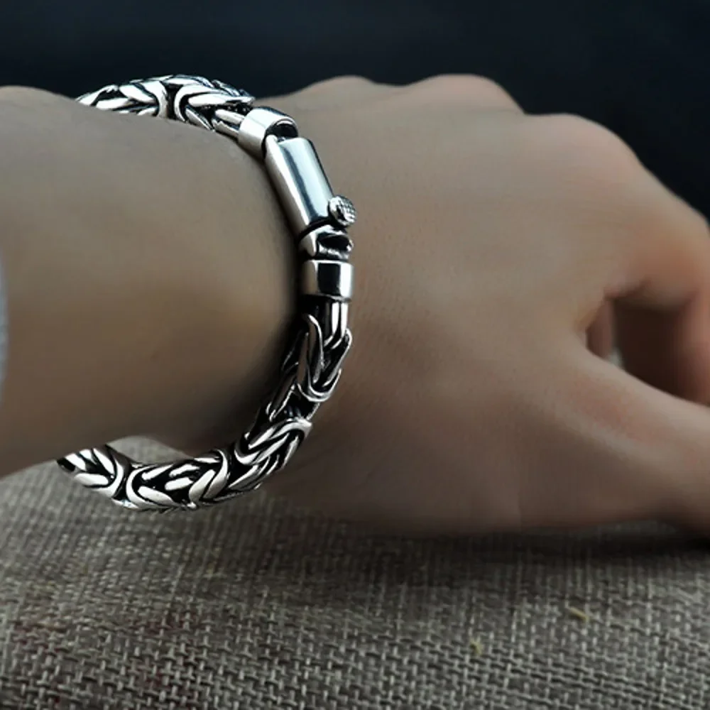 

UMQ New Solid 100% S925 Pure Silver Bracelet for Woman and Man Handmade Peace Pattern Trendy Jewelry Free Shipping