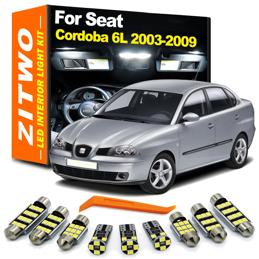 

ZITWO 11Pcs Canbus LED Interior Dome Map Reading Trunk Light Kit For Seat Cordoba MK3 6L 6L2 2003 2004 2005 2006 2007 2008 2009