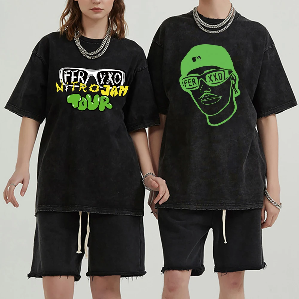 

Feid Ferxxo T Shirt Men Washed 90S Rapper Graphic Tees Funny Harajuku Cotton Shirt Tops