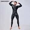 AMORESY Men Sexy Smooth One Piece Bodysuit Running Fitness Catsuit Stretch Cosplay Bodystocking Spandex Overall Zentai Jumpsuits 2