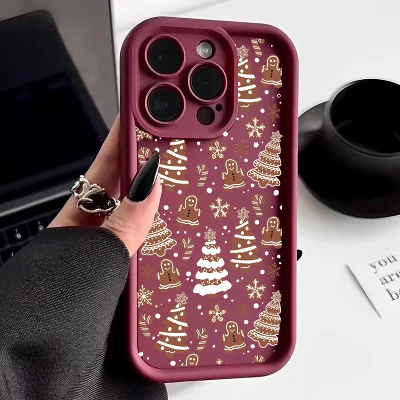 Festive Christmas Tree Silicone Shockproof Phone Case with Bumper Protection