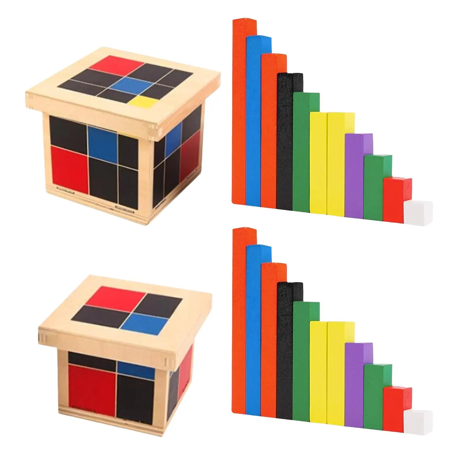 

Wooden Cube Toy with Wooden Sticks Education Toys Baby Math Toy for Toddlers