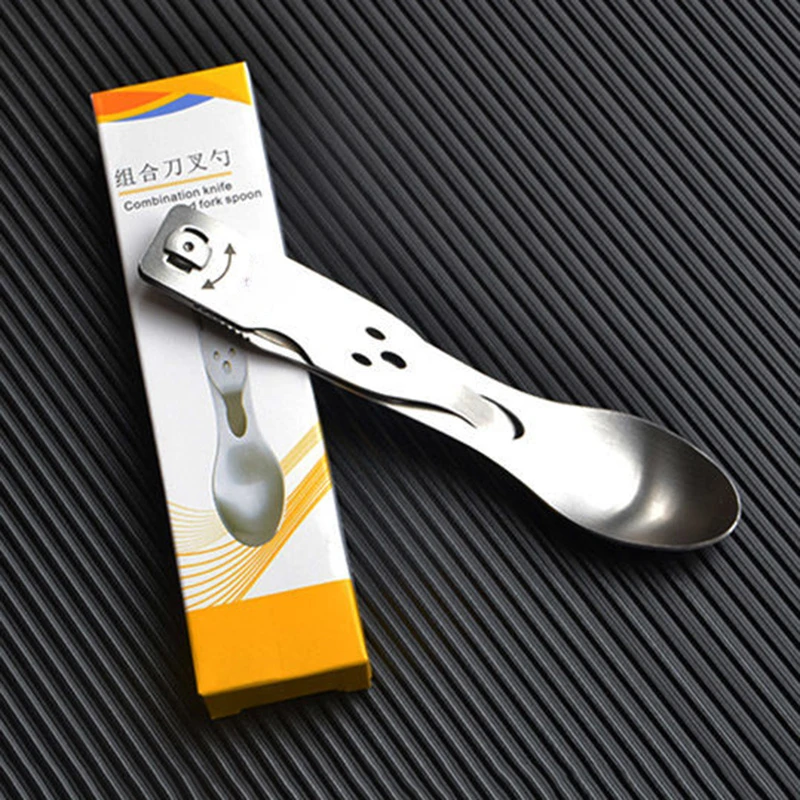 Outdoor Tableware Knife Fork Spoon All-steel Folding Multi-purpose