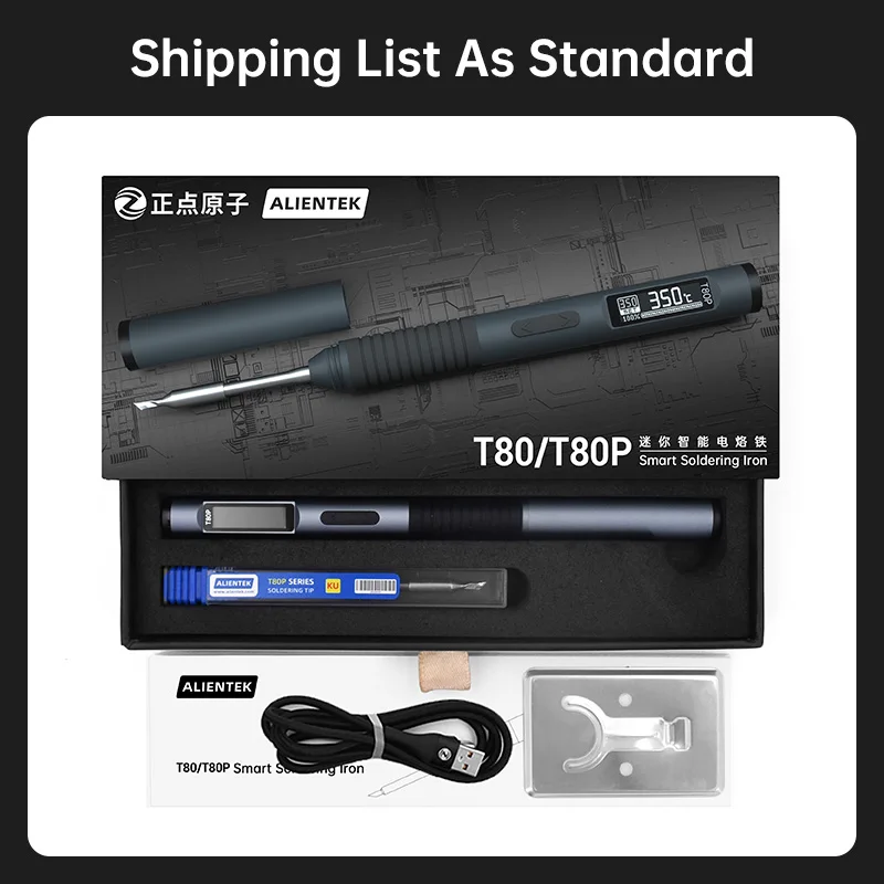 ALIENTEK T80 T80P Smart Soldering Iron PD 65W QC Adjustable Constant Temperature Portable Smart Soldering Iron Kit C245 Tools 6