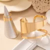 Fashion Simple Open Adjustable Jewelry Bracelet Metal 18k PVD Gold-plated Waterproof Colorfast Accessories Bangle 4