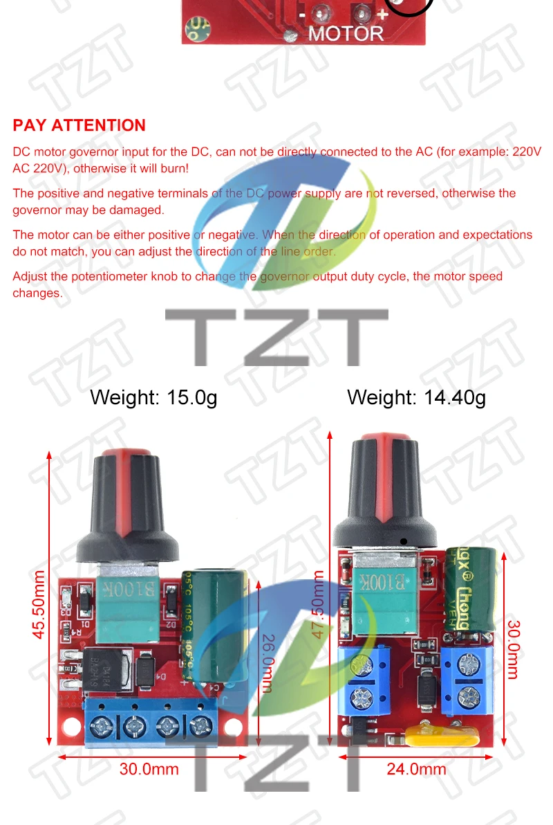 1/3/5 Stück Mini DC-DC 4,5V-35V 5A 90W PWM DC-Motorgeschwindigkeitsregler Modul Drehzahlregler Steuerplatine Schalter 12V 24V – Detail 3