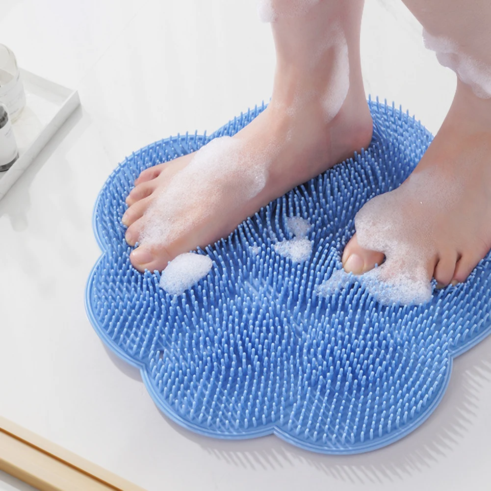 Foot Wash Brush Rub Back with Sucker Brush Bathroom Tool Foot Massage Pad Shower Massage Mat Exfoliating Bath Pad Bath Sponge