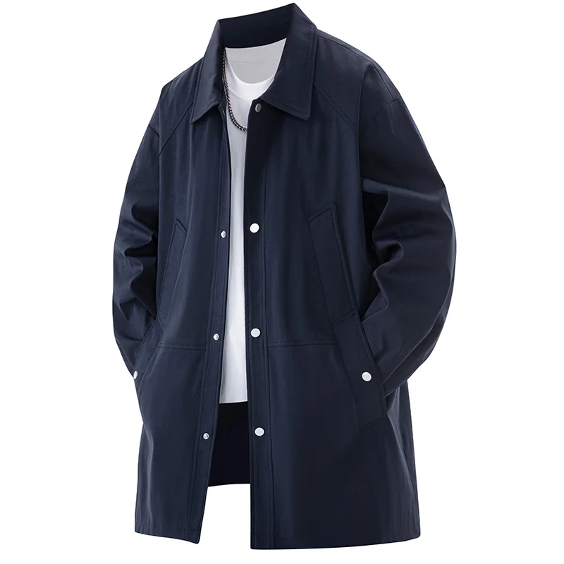 Long Trench Jacket Men Big Size 9xl 8xl 7xl 6xl Turn-Down Collar Casual Outerwear Windbreaker Oversized Spring Autumn Coats