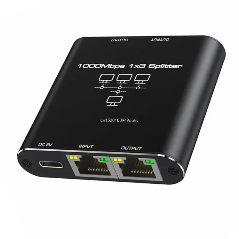 3 Port Gigabit Networking Splitter Hub, Fast Speed 1000Mbps Data Transfer Splitter for Computers and Gaming Consoles