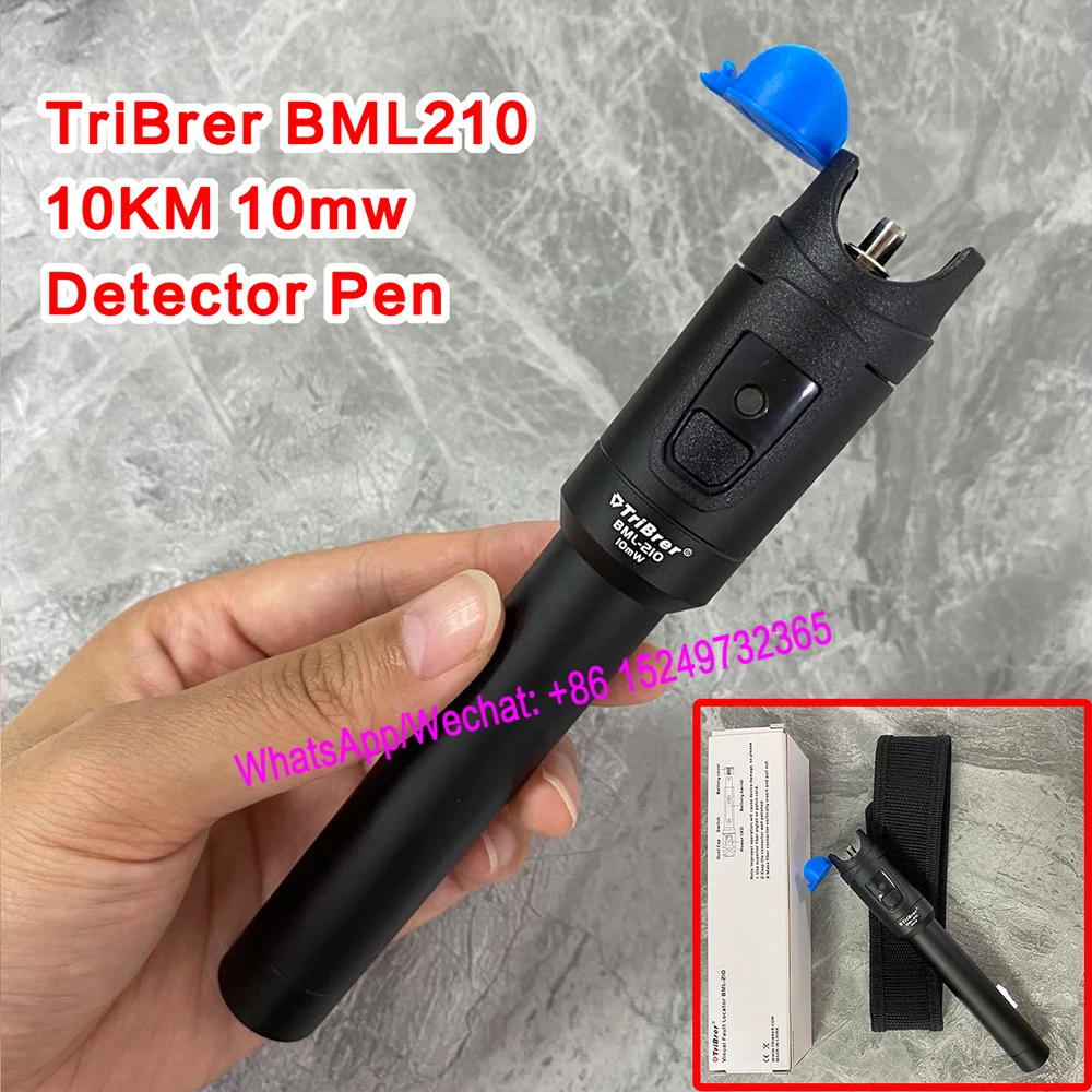 TriBrer BML210 10KM VFL Fiber Optic Visual Fault Detector Pen 10mw Optical Fiber Test Pen Light Pen Visible Fault Locator electromagnetic radiation detector test pen monopoly alarm sound light magnetic meter field strength test instruments tools