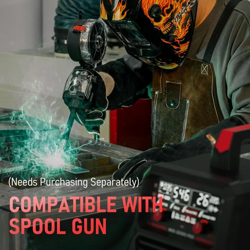 YESWELDER MIG-205DS MIG Welder, 200Amp 110/220V Dual Voltage MIG Welding Machine, 5 in 1 Gas MIG/Flux Core MIG/Spool 5