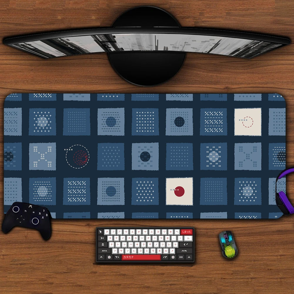 

Blue Mouse Pad Japanese Style Desk Mat Xxxl Gaming Accessories Big Mosepad Japan Mouse Pads Large Table Mat 900x400 Rubber Pad