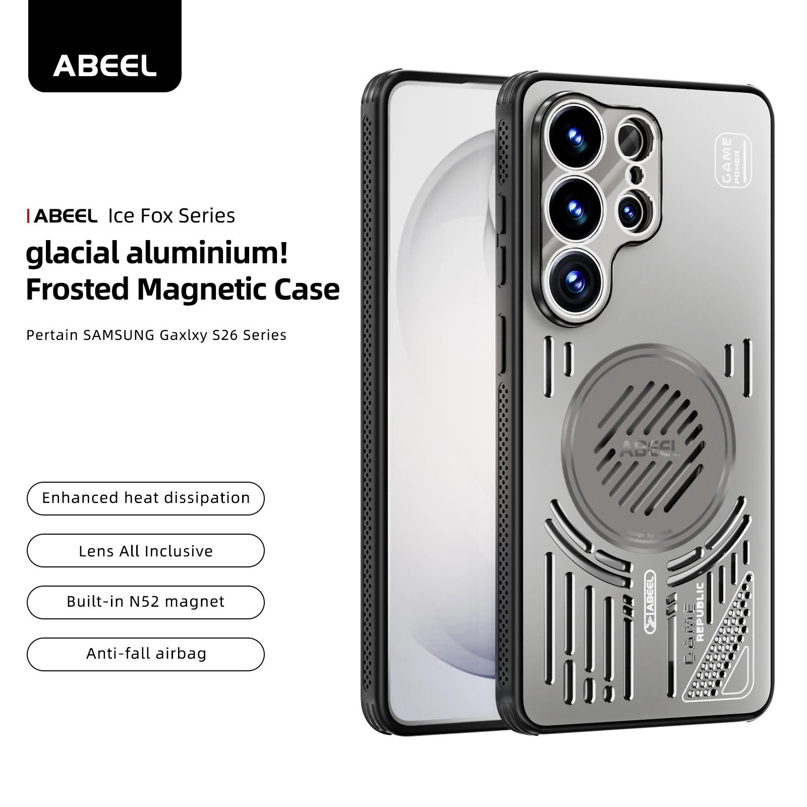 Aluminum Alloy Magnetic Heat Dissipation Case - Hollow Cooling & Anti-Fall Airbag Design