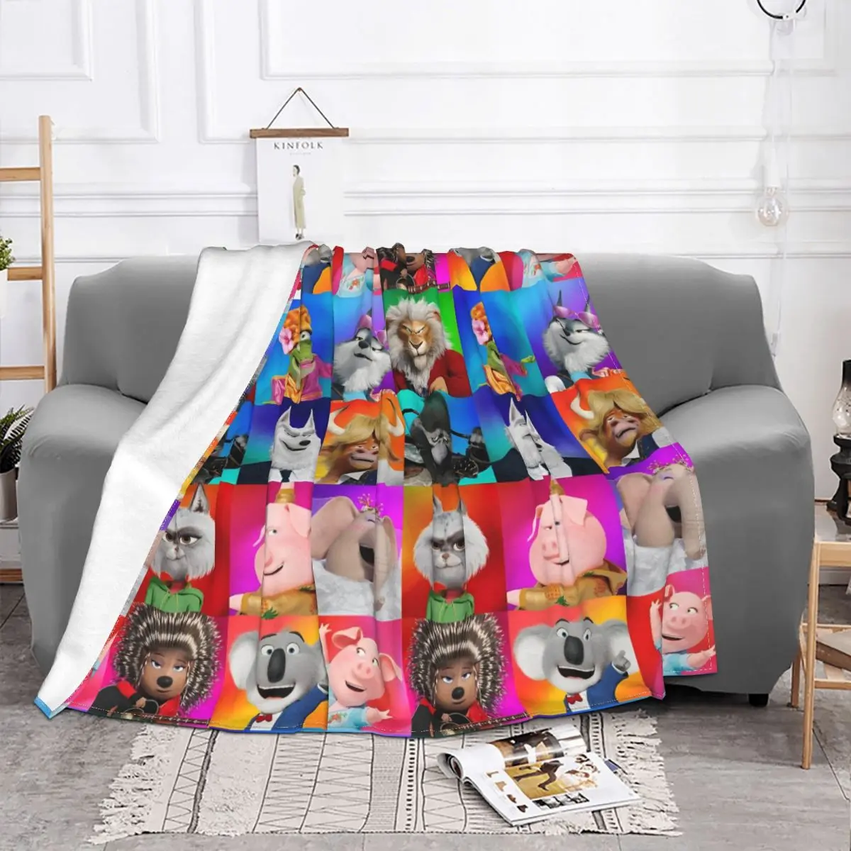 Sing 2 Movie All Characters Knitted Blankets Flannel Cartoon Cute Super Soft Throw Blankets for Outdoor Travel Bed Rug 2