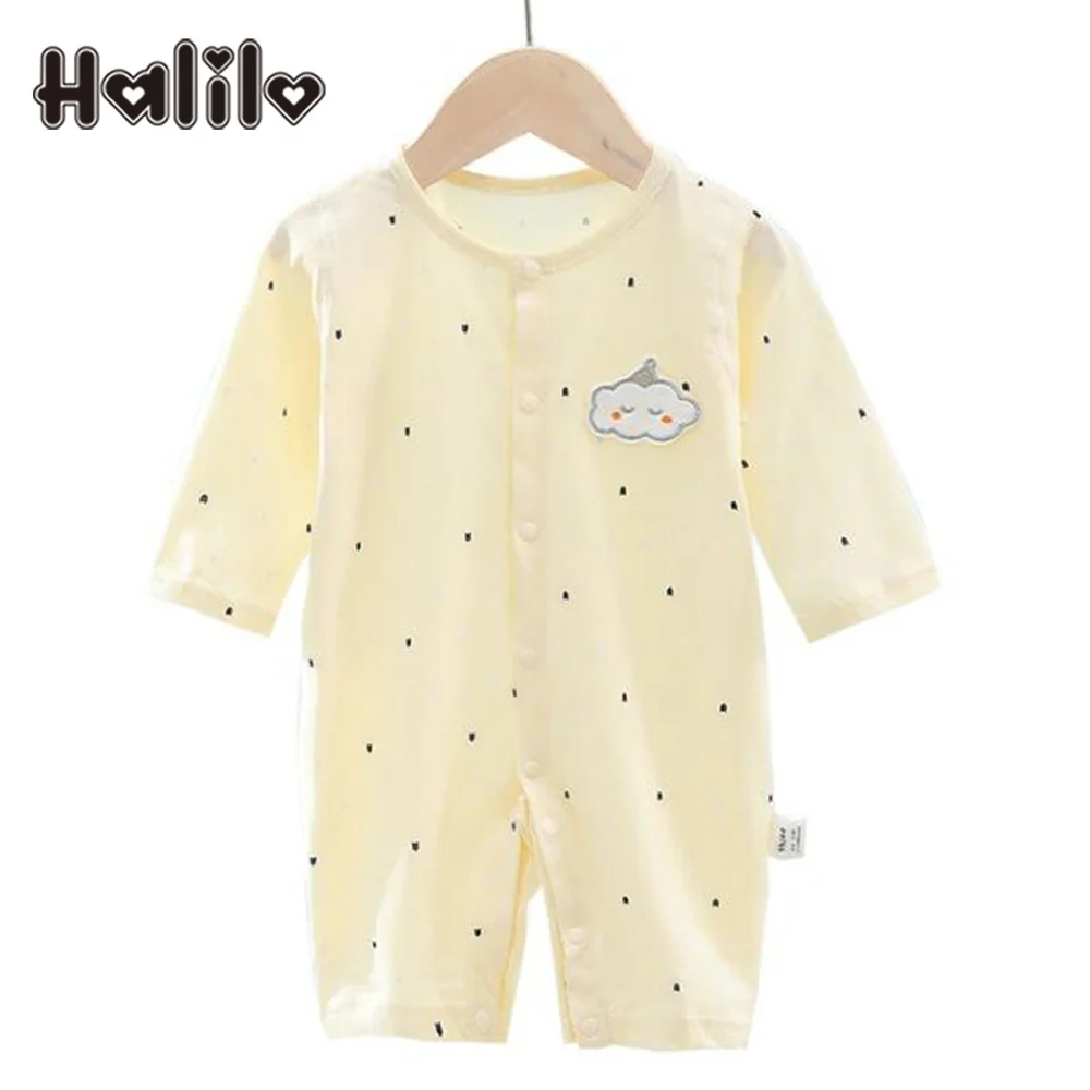 

Halilo Baby Boy Onesie Cotton Summer Thin Type Newborn Clothes Long Sleeve Infant Girl Rompers