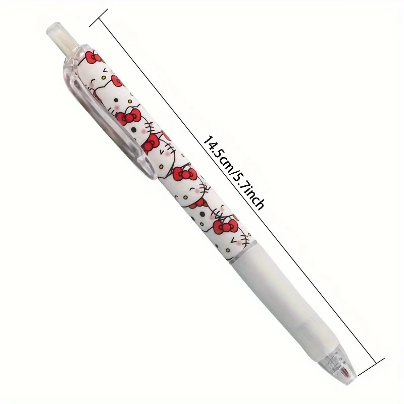 6pcs 귀여운 헬로 키티 산리오 시리즈 클릭 펜, 학생용 절묘한 소프트 그립 브러쉬 펜, 부드러운 팁 젤 잉크 펜, 롤러볼 펜