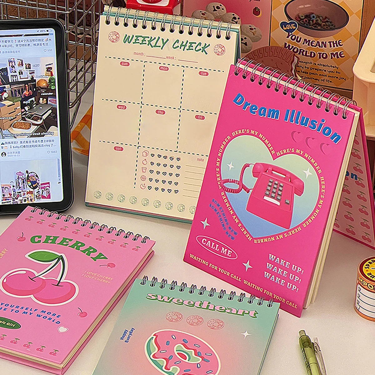 schedule notebook,notebook diary journal,notebook diary Daily/Weekly Coil Planner 120 Sheets Agenda Diary Supplies Study School Supplies for Students Back to School