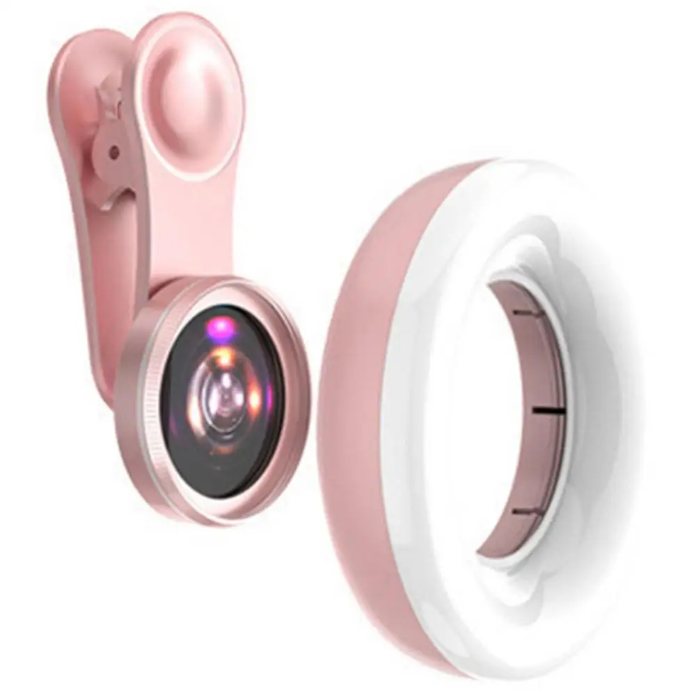 Macro Lens for Mobile 20X Fill Ring Light Selfie Live Lamp Camera Lens with LED Universal Flash Smartphone Portable Light Clip — view 2