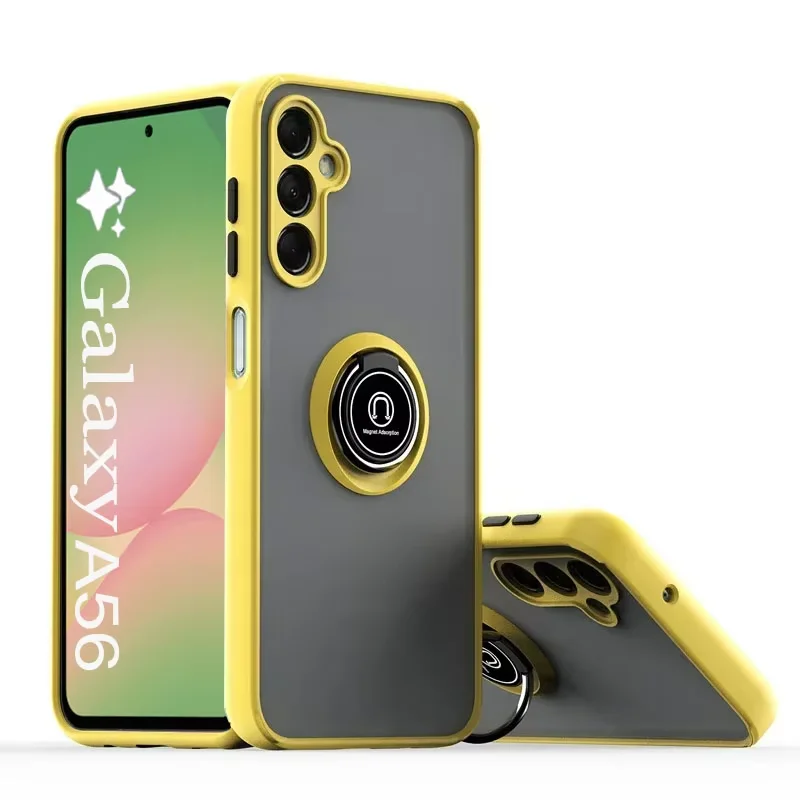 Luxury Matte Translucent Phone Case with Magnetic Ring Holder Protector