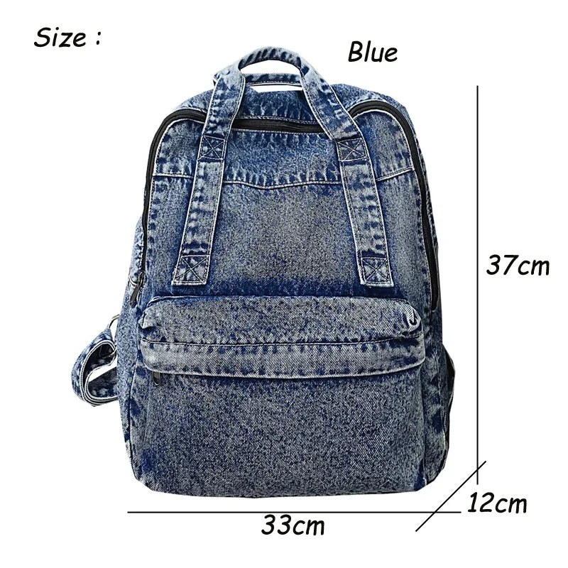 Denim Backpack For Women And Men Casual Large Capacity