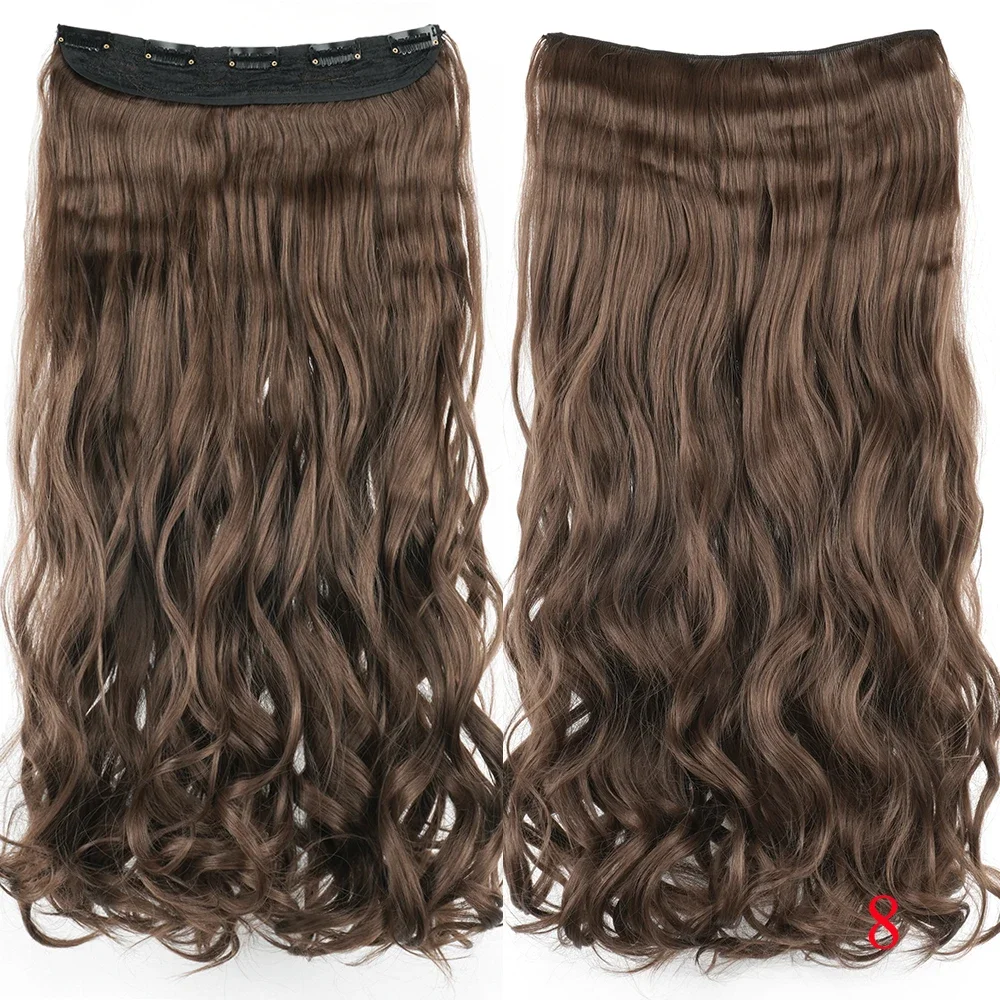 Extensions à clips synthétiques blondes longues et ondulées_voghion.com