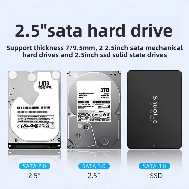 USB 3.2 Clear Display Portable External Hard Drive Enclosure