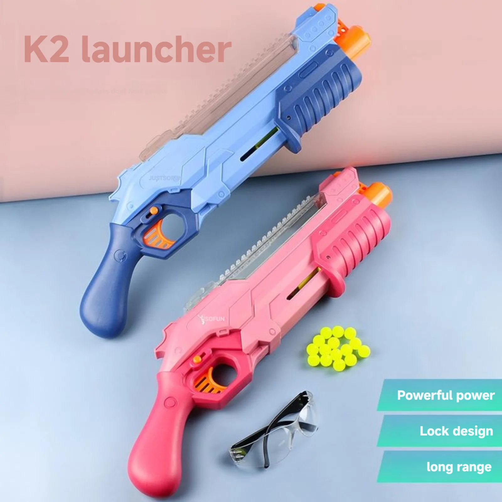 50 cm long K2 soft projectile launcher Hand pull large magazine Soft projectile gun toy model boy toy 3