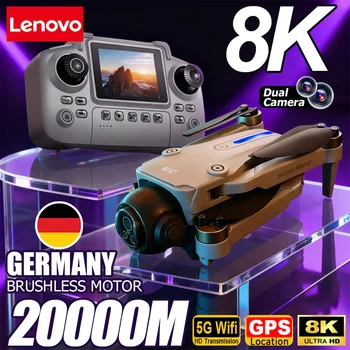 Drone Lenovo D18 con Doppia Fotocamera HD 8K, Evitamento Ostacoli Intelligente, Motore Brushless, GPS, Ritorno Automatico e Telecomando con Schermo
