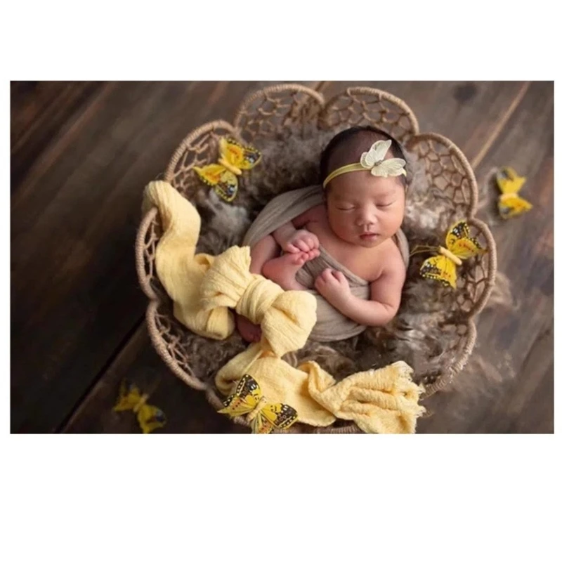 

Adorable Newborn Photo Props, Lovely Lace Posing Pillow and Flower Headband Cute Headwear for Baby Photography