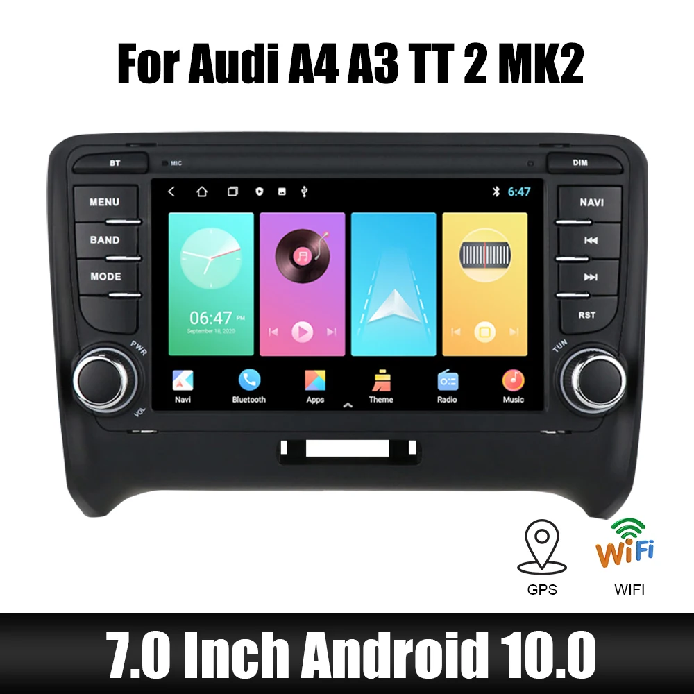 

For Audi TT Car Radio Bluetooth WiFi 7 Inch HD Touch Screen Mirror Link 2 Din GPS FM Receiver MP5 Video Player Android 10.0