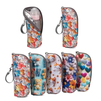 New Baby Bottle Bag Bottle Warmer Baby Feeding 3D Pattern Aluminum Mold Insulation Stroller Hanging Bag For Storage Cups Drinks
