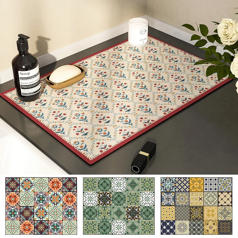 Kitchen Floor Mat Kitchen Rugs Dish Drying Mat Absorbent Drain Pad Kitchen Carpet Coffee Dish Drainer Draining Mat Tablemat alfombras de cocina
