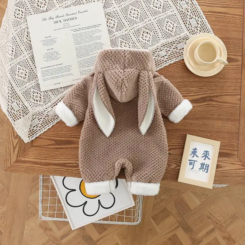 Winter Baby Romper Fur Lining Jumpsuit Toddler Outwear